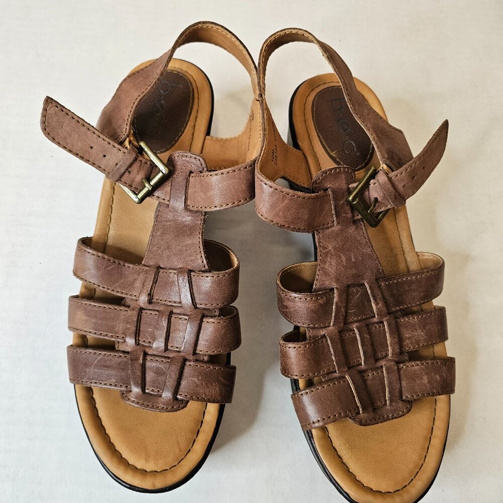 BOC Size 10M Women's Platform Brown/Black Sandal, Leather - Picture 2 of 8